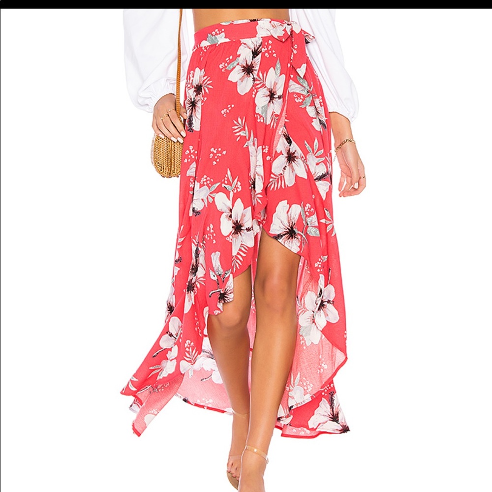 BB Dakota Red Flowy maxi Skirt Never Worn Medium